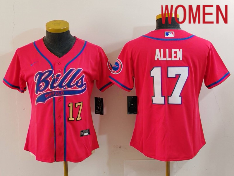 Women Buffalo Bills 17 Allen Red Joint Name 2024 Nike Limited NFL Jersey style 9121